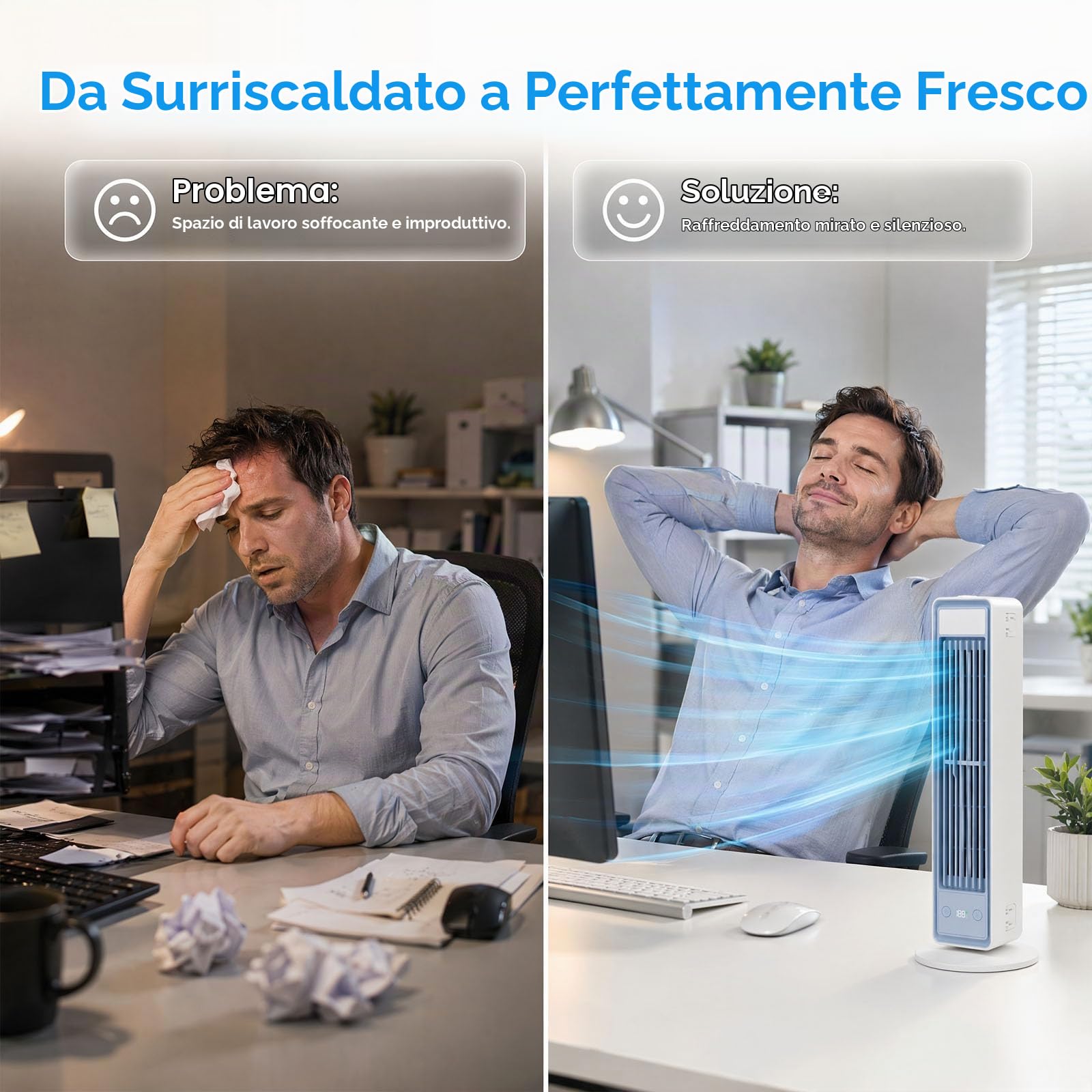 BreezaMax Air Refrigeratore, Airzuma Portable, Polar Breeze- BreezaMax Mini Cooling Ace, silenzioso ed efficiente dal punto di vista energetico, 3 velocità, design senza pale, perfetto per ufficio