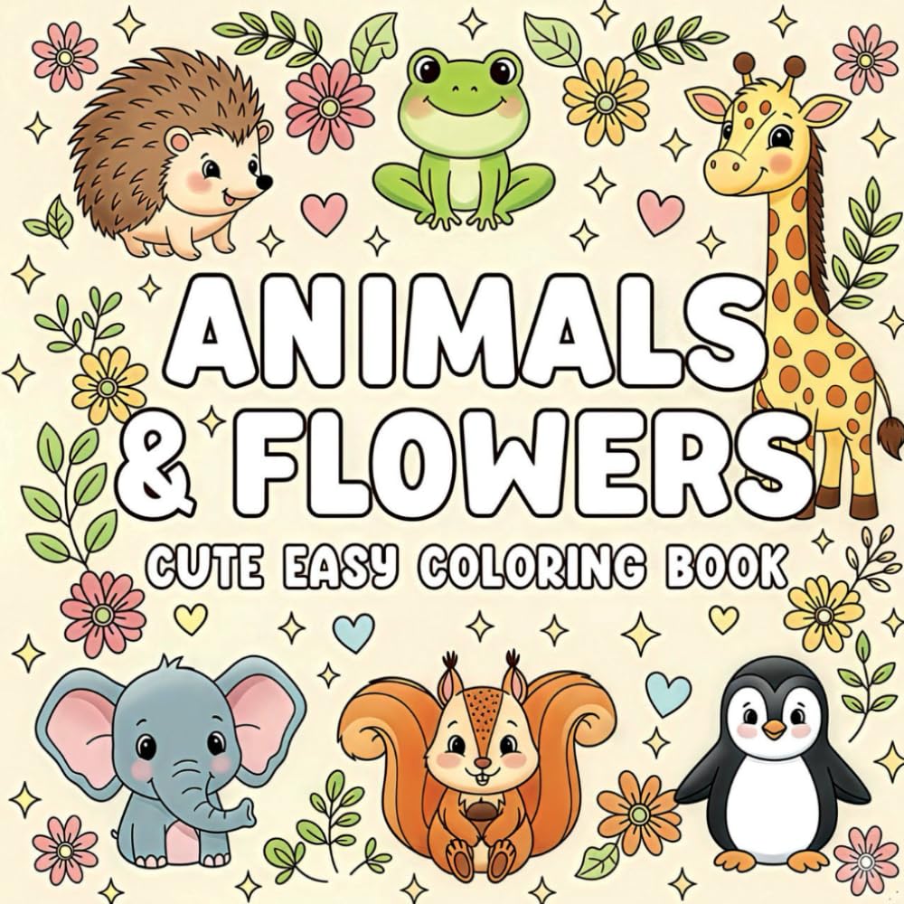 Animal and Flower Coloring Book: for Adults, Women and Seniors for Relaxation
