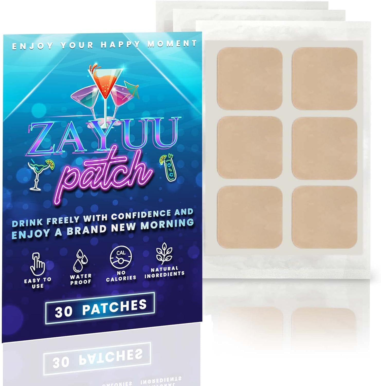 Natural Party Recovery Patches: Say Goodbye to Hangovers and Enjoy Your Nights Out - 30-Pack, Perfect for Weekends, Birthdays, Weddings, and Holiday Parties