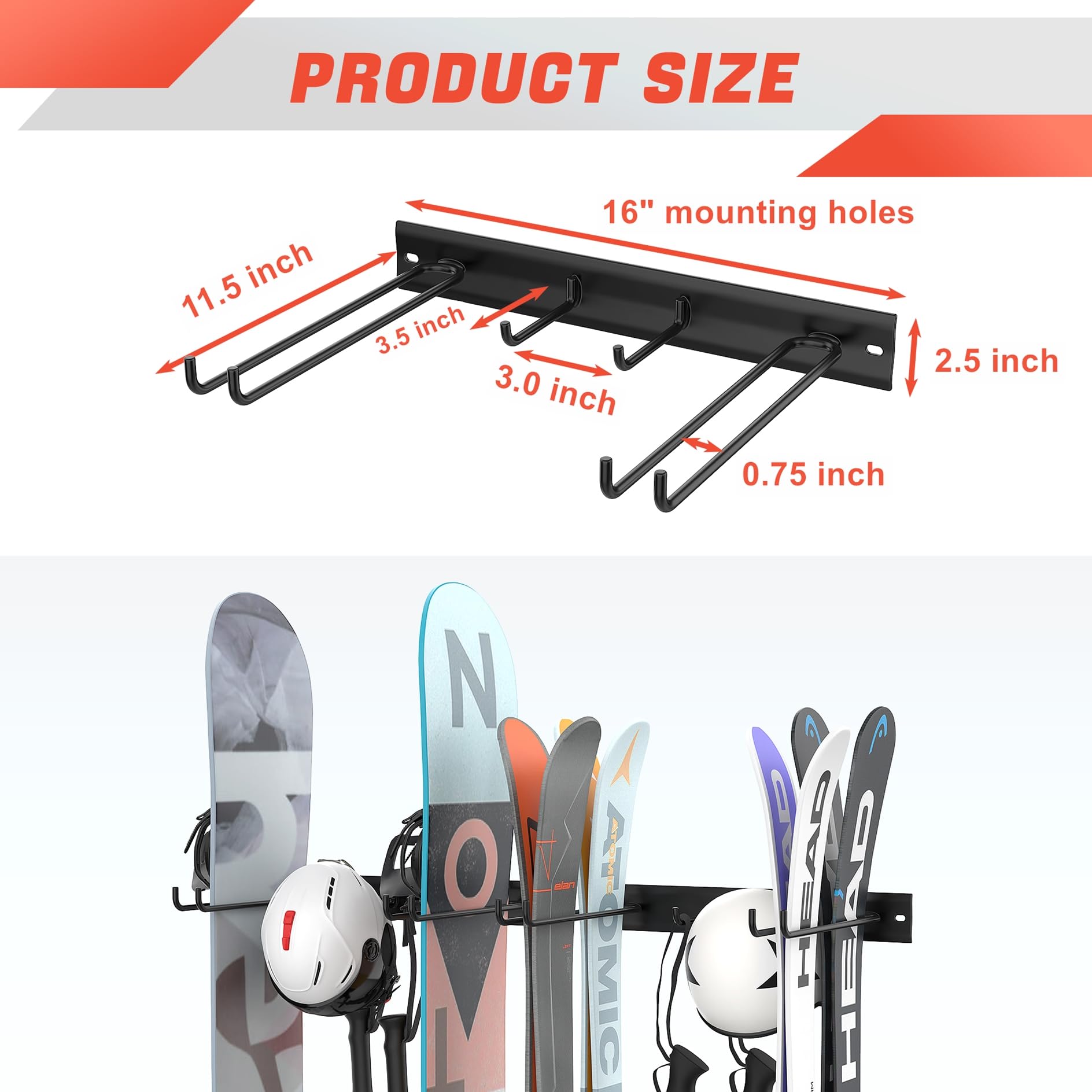Snapklik.com : Garage Ski Rack, Indoor Ski Hangers For Home Shed ...