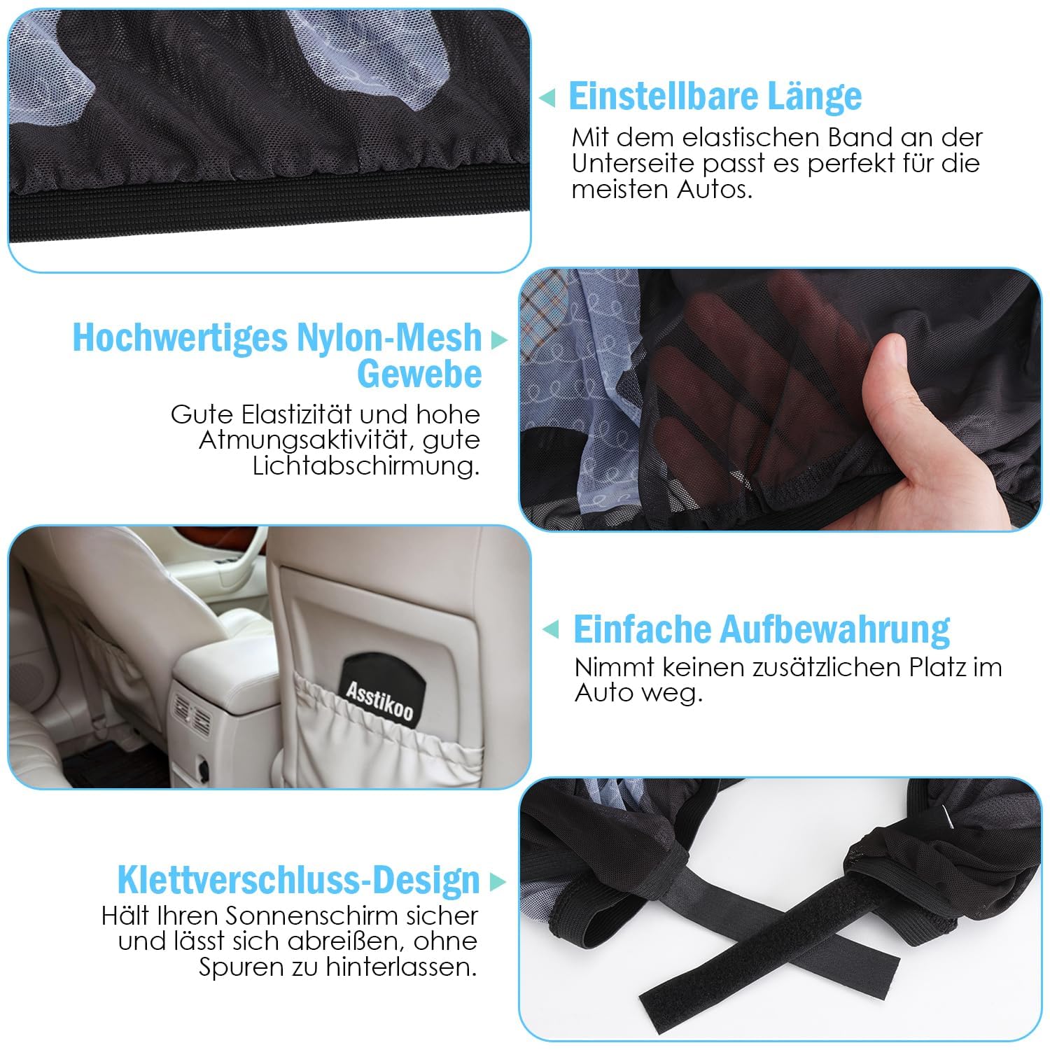 Tendine Parasole Auto Bambini,Parasole Auto Bambini con Protezione UV, Universale Elasticità Parasole Auto Bambini,Tendina Parasole Auto per Finestrino Laterale Block Raggi UV Anti-Zanzara 2 pz