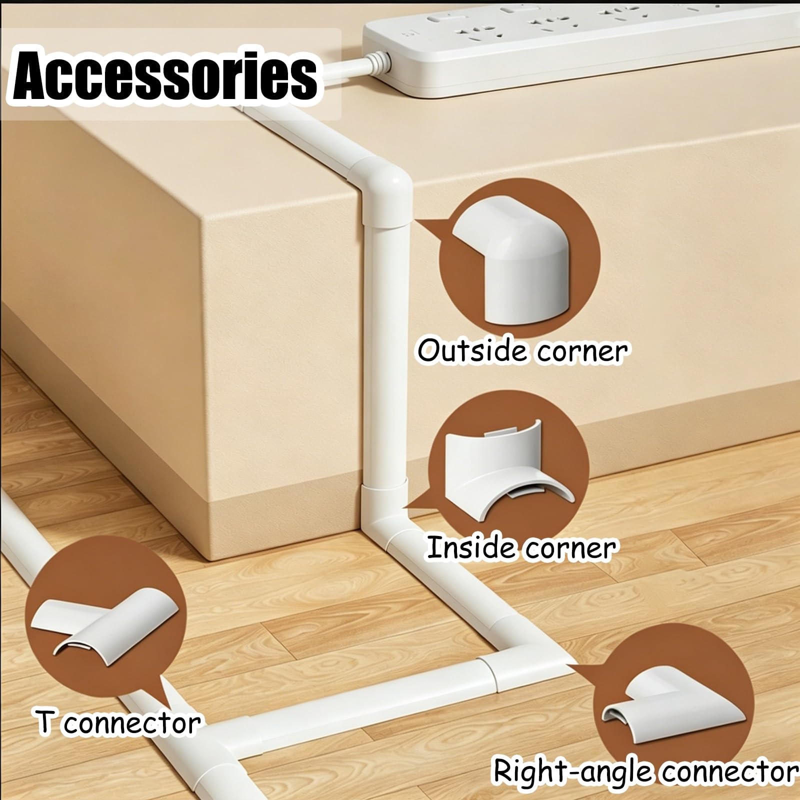 Copricavi Raccogli Cavi Canalina Passacavi Canalina per Cavi in ​​PVC con Venature del Legno, Adatta per Cavi USB HDMI | Con Connettori, Tenuta Di Lunga Durata, Per Il Magazzino 'ospedale Della Scuola 'ufficio In Casa(C 2 cable,12 pack)