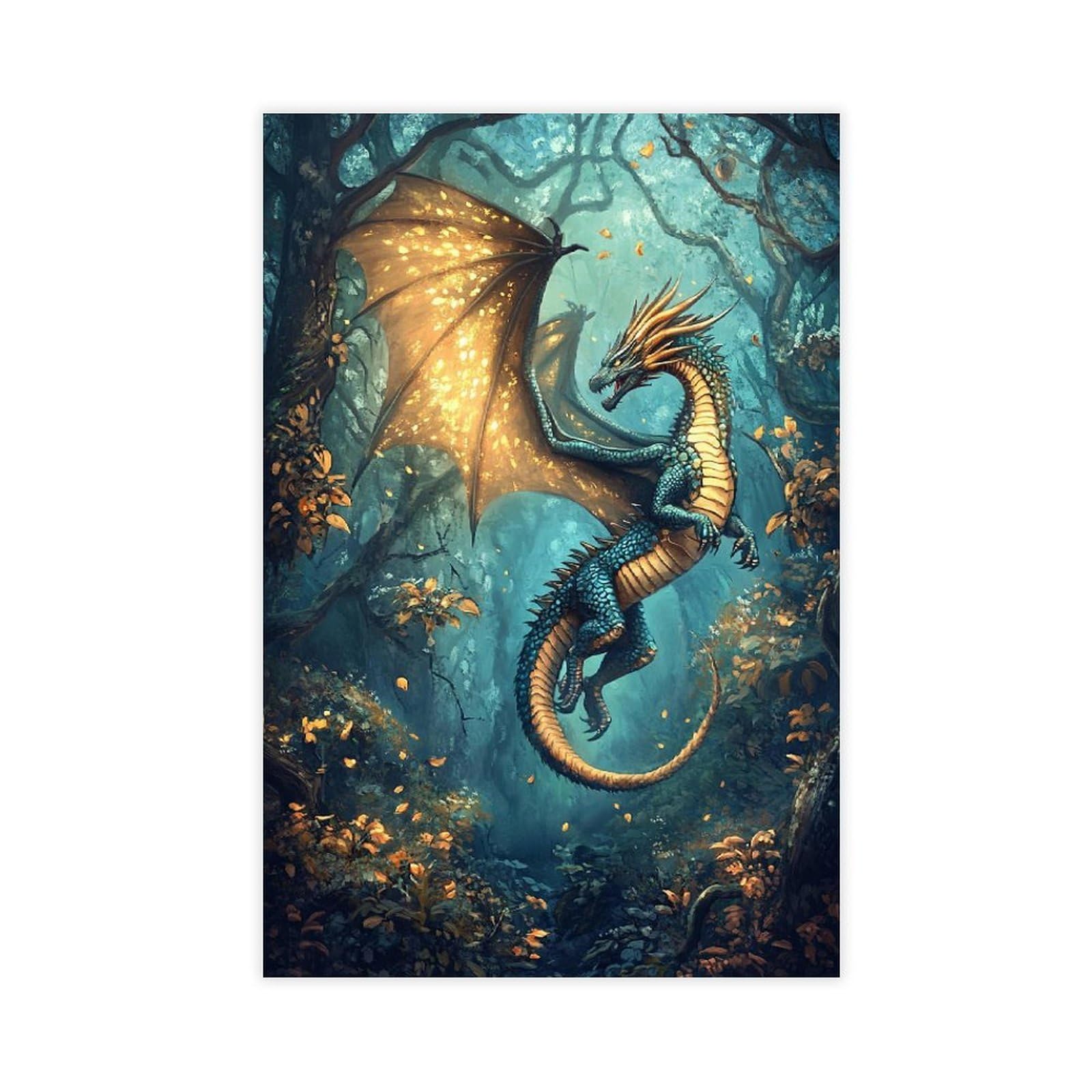 Bareronor Forest Dragon Poster (3) Canvas Poster Bedroom Decor Landscape Office Room Decor Gift 20" L X 30" W