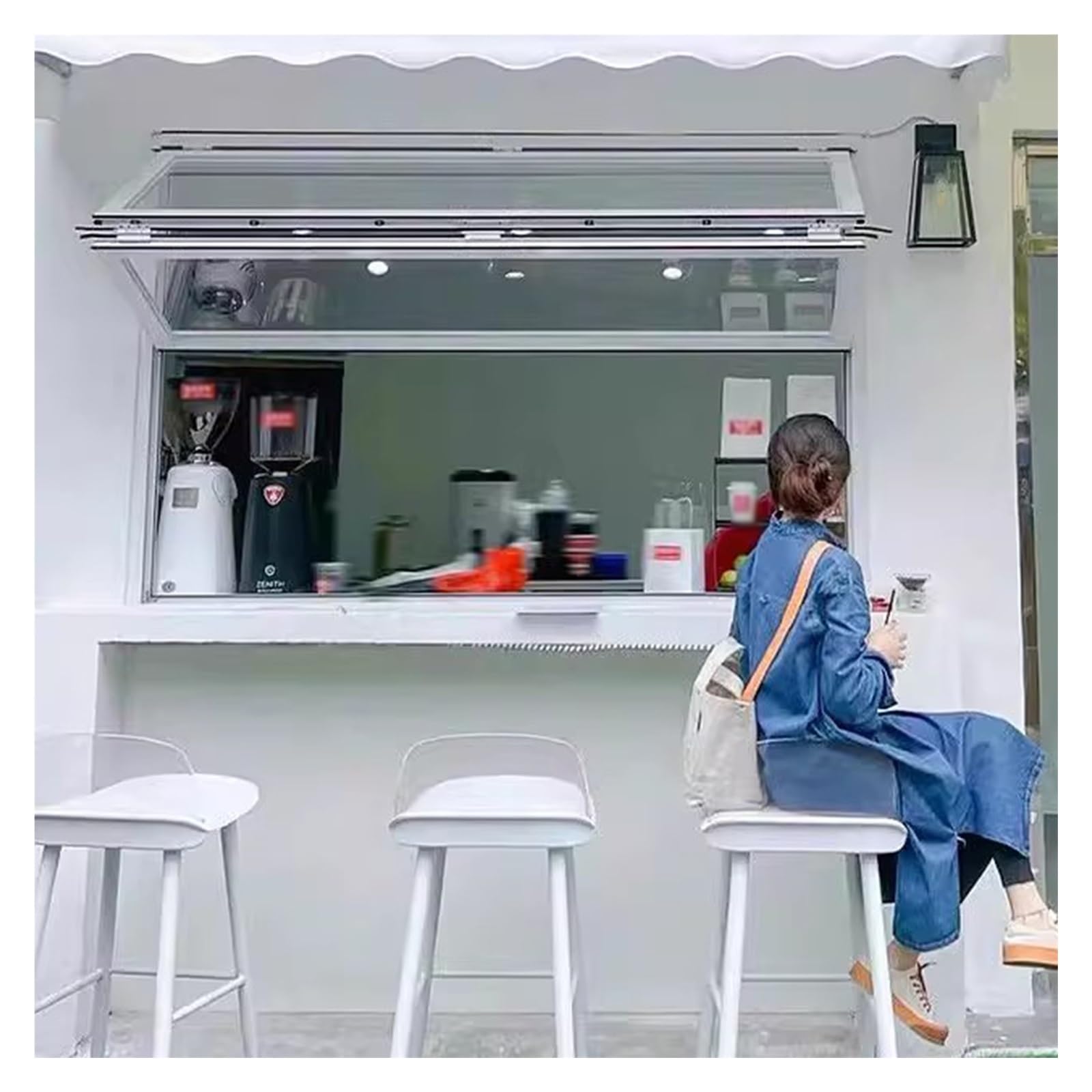 PEYNIR Ventana Ventanas correderas Ventanas Plegables corredizas para concesiones para cafeterías Snacks Tiendas de té con Leche, Personalizables Ventana de Servicio(W36xH32in/91x81cm)
