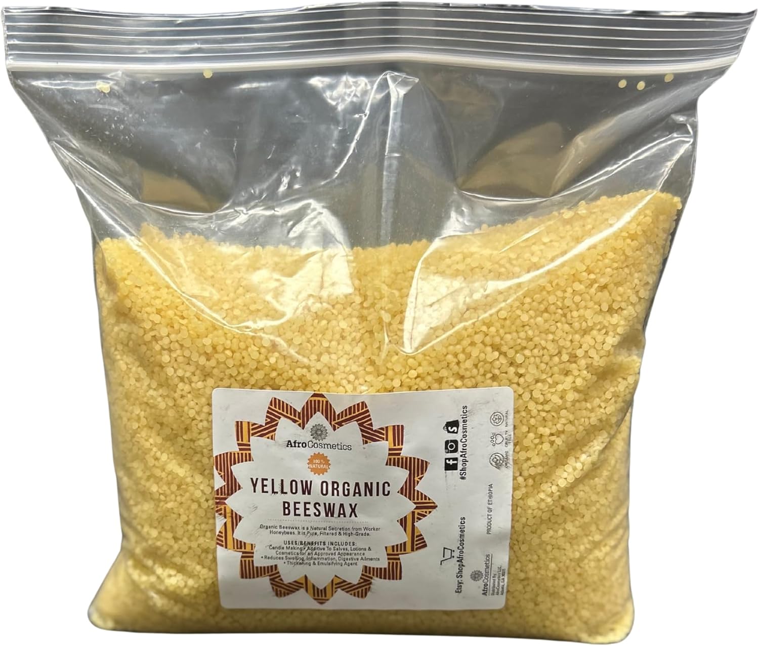 Yellow Beeswax Pellets 5 LBS Bulk for Candles in, Lip Balm, Soap Making Supplies, Cosmetic Grade