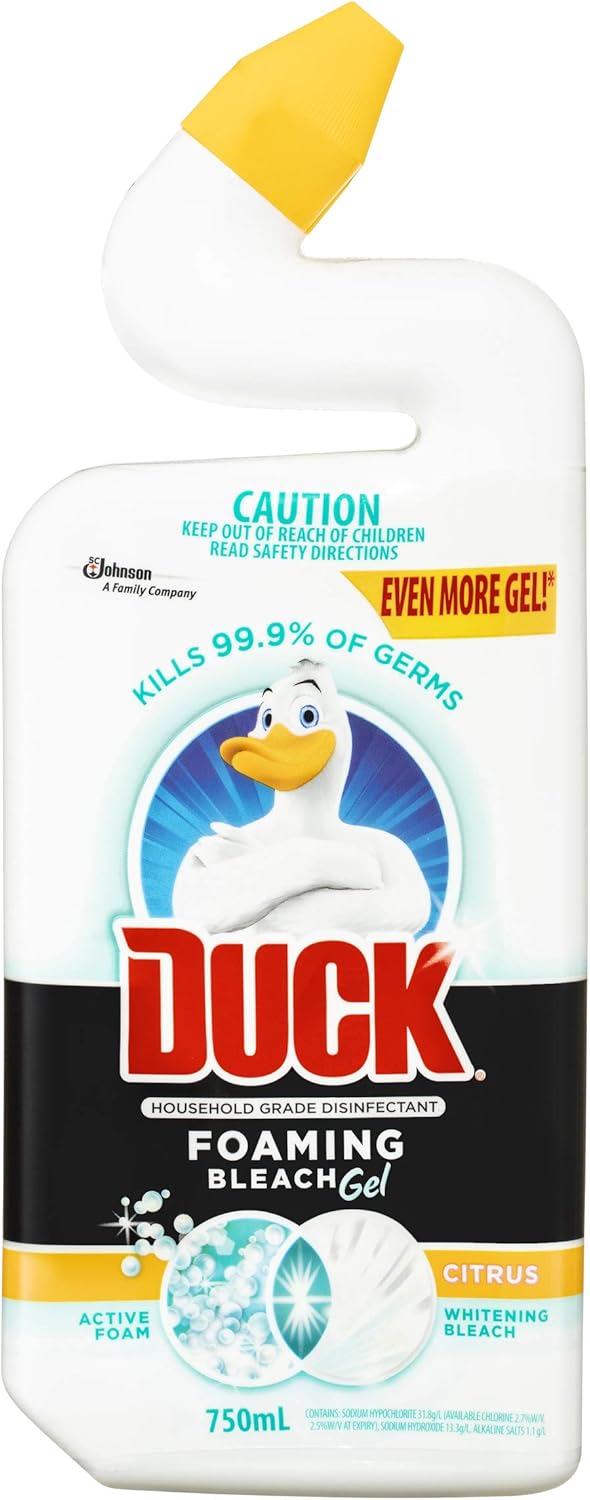 Duck Foaming Bleach Gel Liquid Toilet Bowl Cleaner, Foams, Cleans with