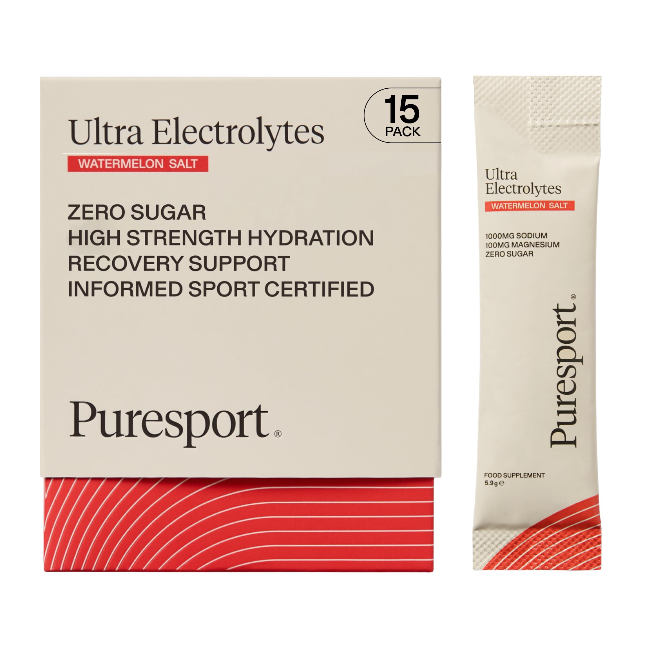 Puresport Ultra Electrolytes Watermelon Salt Powder, 15 Sachets