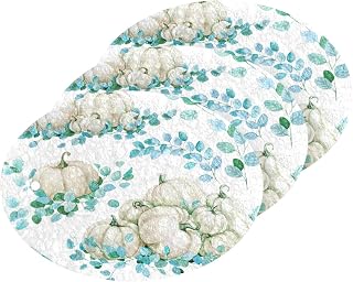 White Pumpkins Autumn Leaves Kitchen Sponges Cleaning Dish Sponges Non-Scratch Natural Scrubber Sponge for Kitchen Bathroom Cars, pack of 3