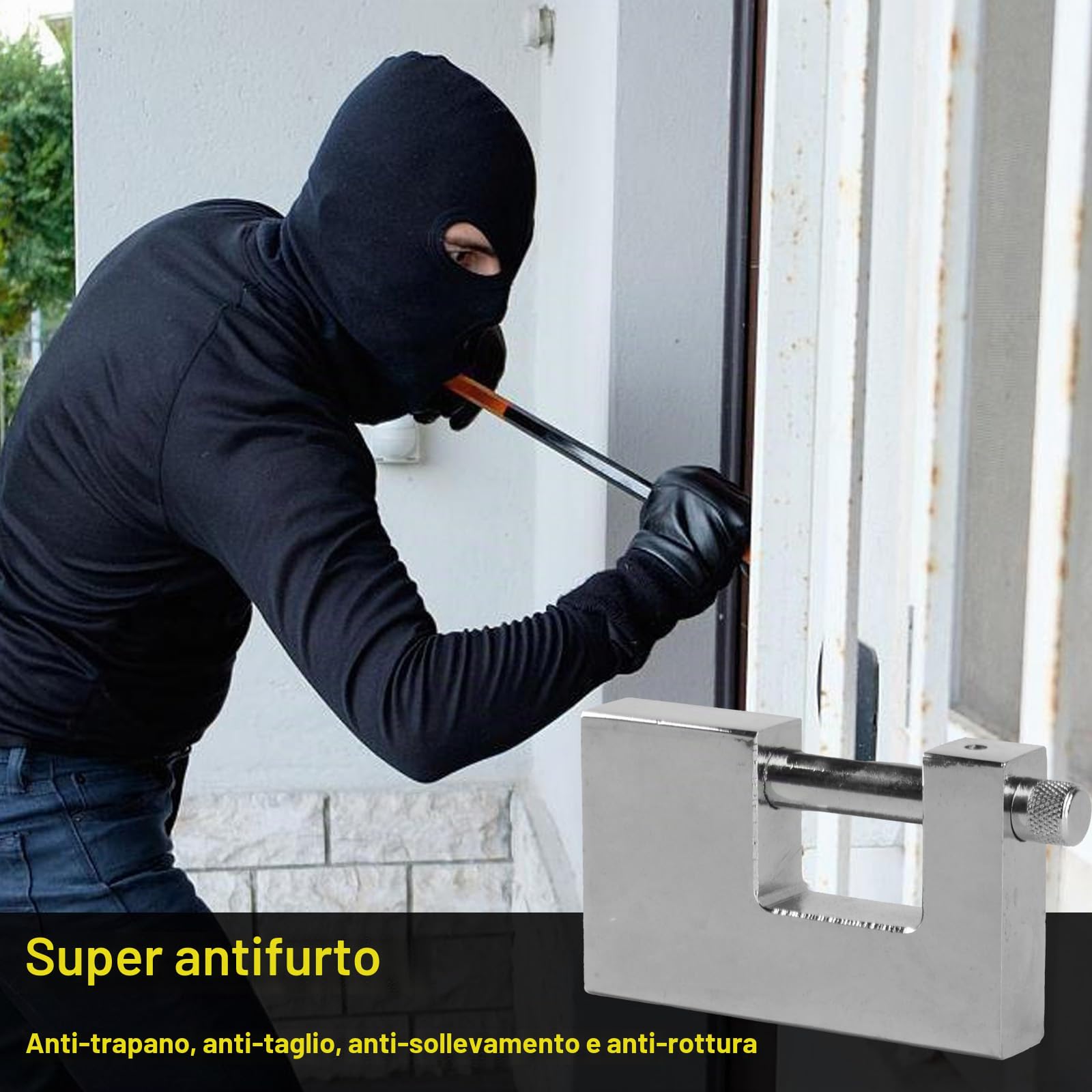 Lucchetti per container ad alta sicurezza per garage, magazzini, serrature per capannoni, esterni, resistenti alle intemperie, con 3 chiavi (argento)