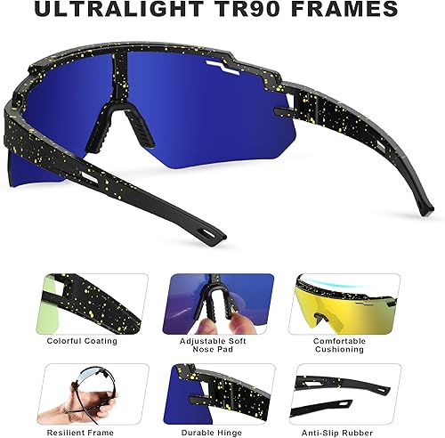 Miniatura 3 de BOLLFO Gafas de sol deportivas polarizadas para jóvenes, protección UV400, para exteriores, para hombres, mujeres, jóvenes, béisbol, ciclismo,