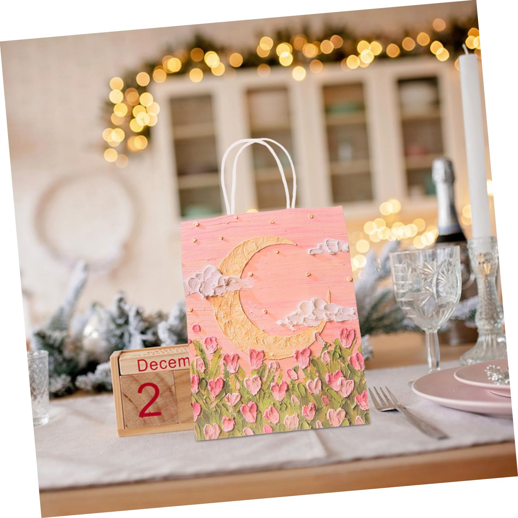 50 Stück Rosa Papier Geschenktüten mit Henkeln für Partys