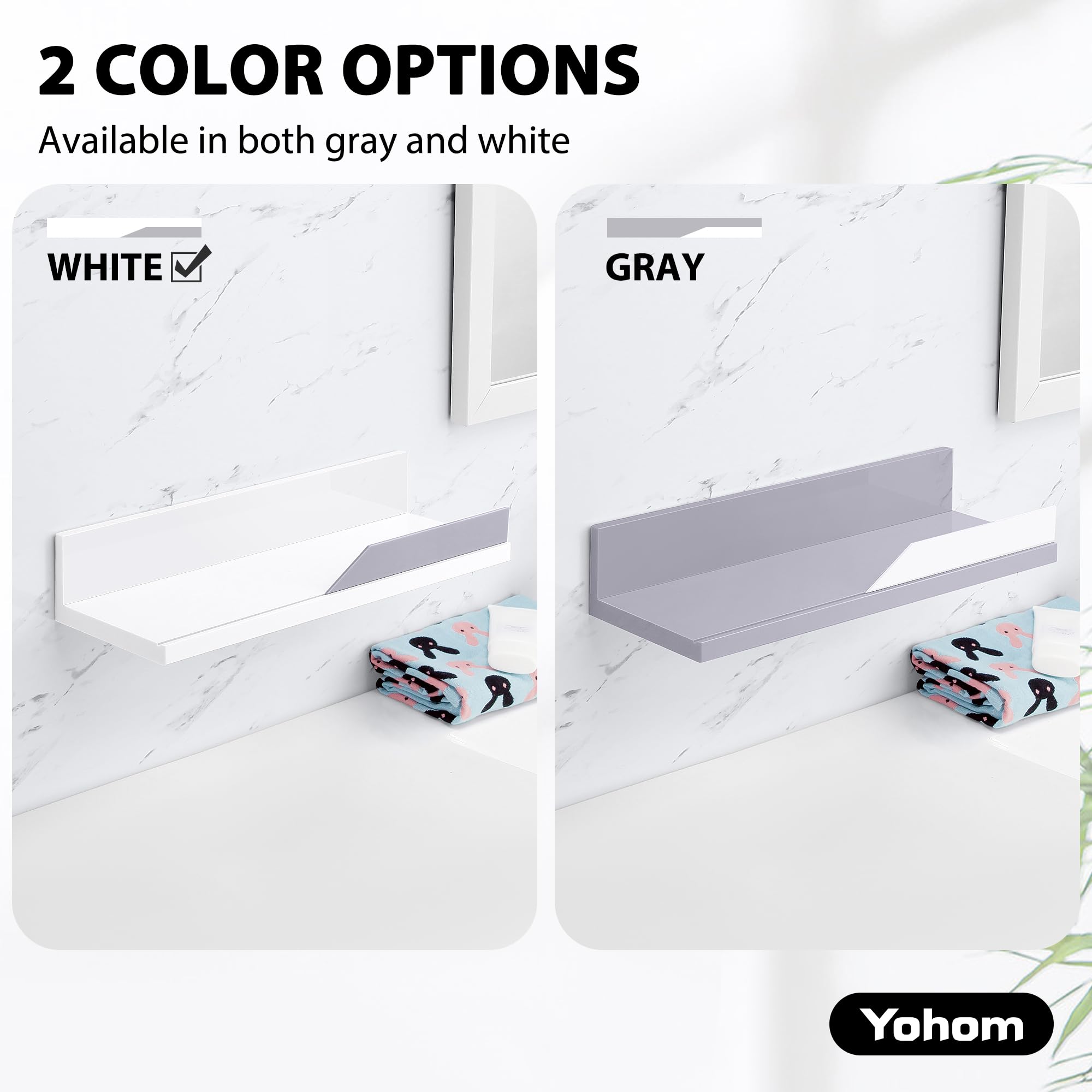 YOHOM Estantes para Baño sin Taladro Adhesivos Cesta Plastico Estanteria para Ducha Organizador Blancos Estantes Flotantes de Pared