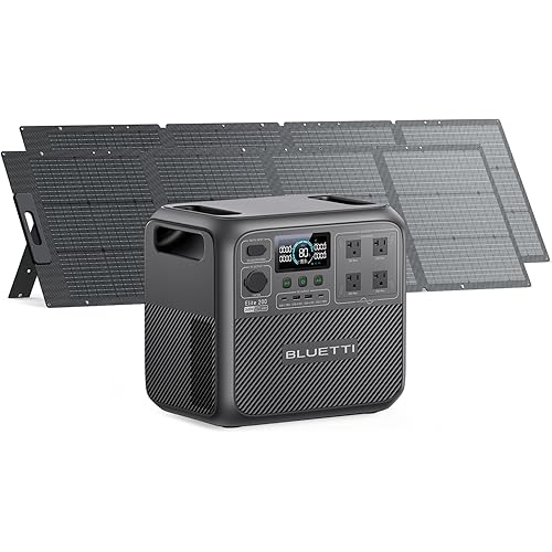 BLUETTI Solar Generator Elite 200 V2 with 2 200W Solar Panels Included (Ships Separately), 2073.6Wh Portable Power Station w/ 4 2600W AC Outlets, 17-Year Lifespan, LFP Power for Camping, Off-grid