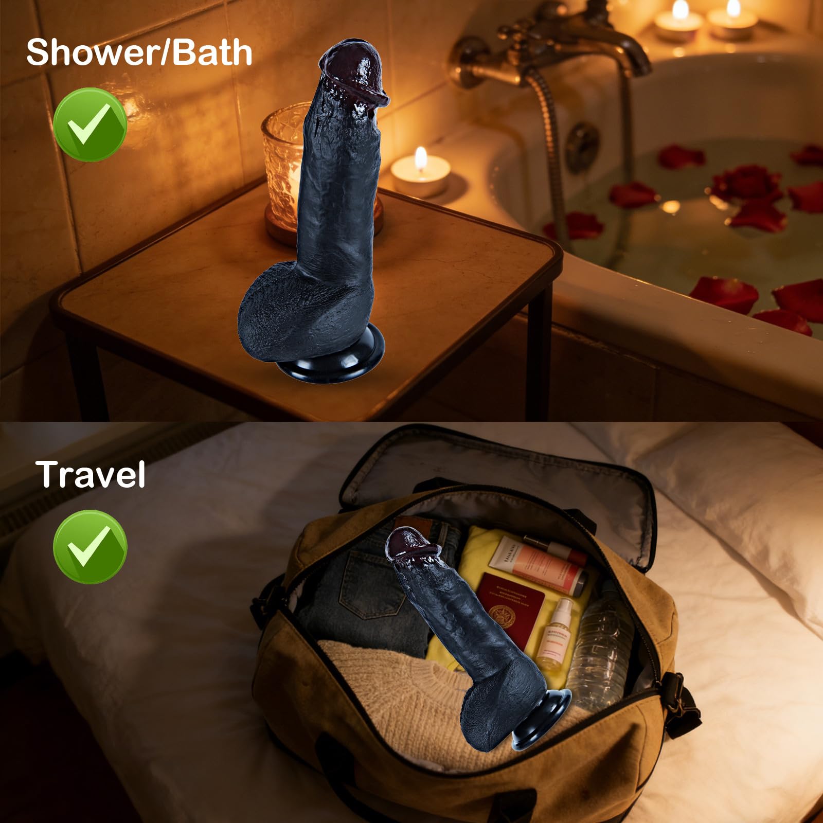 Dildo realistico in silicone nero da 20,5cm con potente ventosa,grande dildo anale per principianti,stimolatore vaginale del punto G,morbido e spesso,sensazione simile alla pelle,per coppie uso unisex