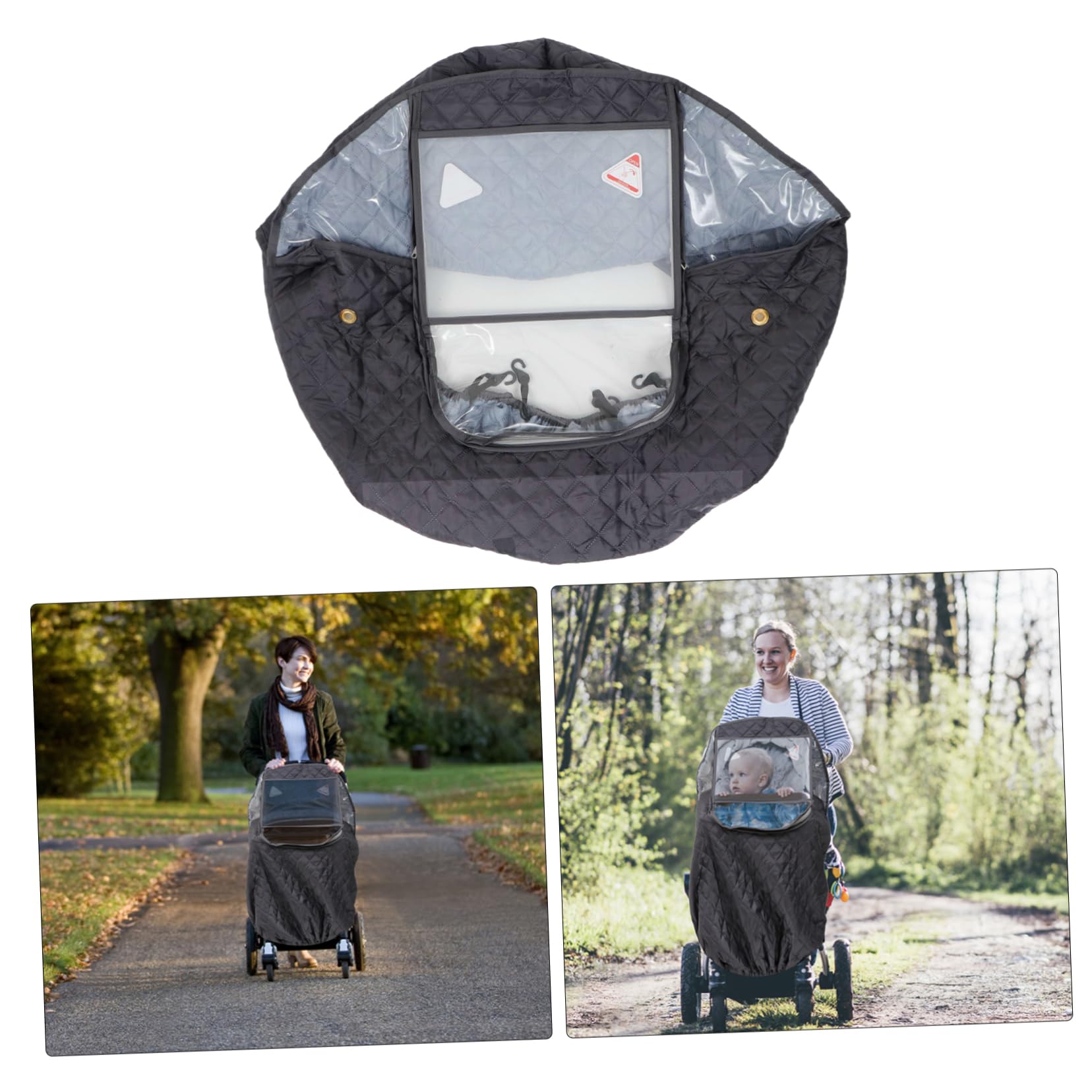 Abaodam Portable Baby Stroller Cover Rainproof and Windproof Universal Fit Simple Design Grey