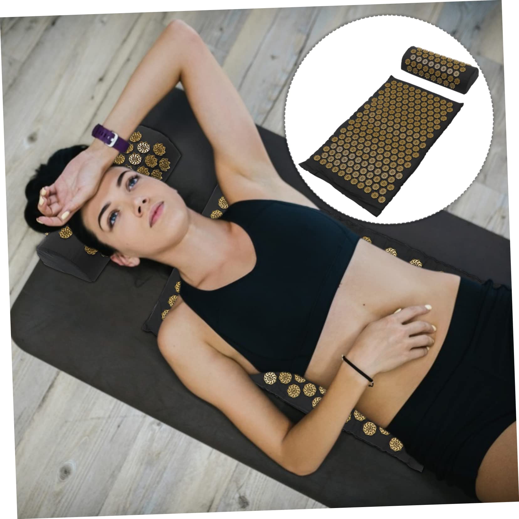 Juego de 2 Piezas de Esterilla de Acupresión con Almohada Masajeadora, Material de Algodón y Abs, Fácil Almacenamiento con Bolsa para Spa y Masaje para Dos