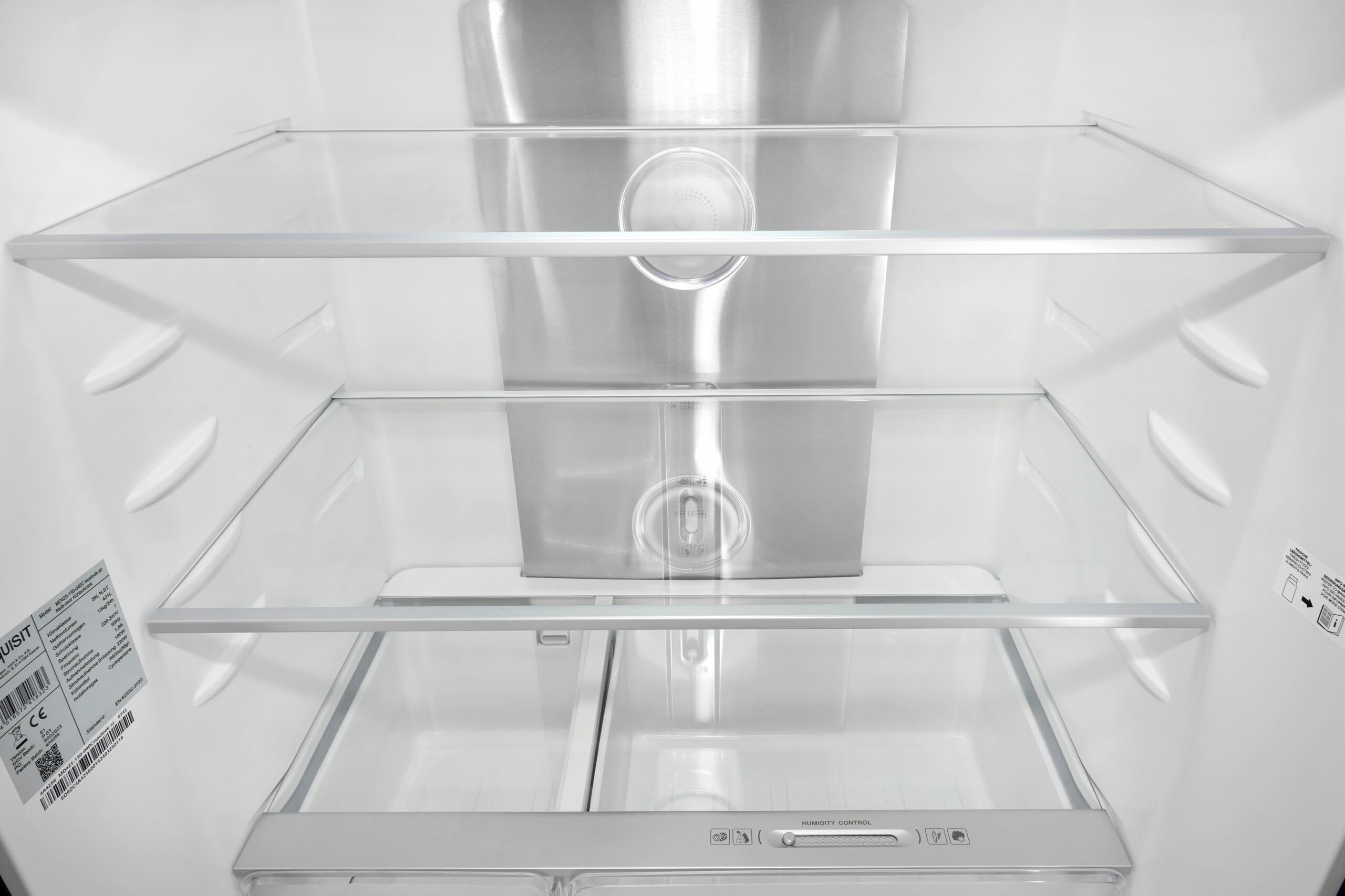 Exquisit® Frigorífico Americano 4 Puertas, 421L, Inox Oscuro, Clase C, No-Frost Total, Control Electrónico, Congelación Rápida, Función Vacaciones, Medidas (180,0 x 79,5 x 70,0 cm)