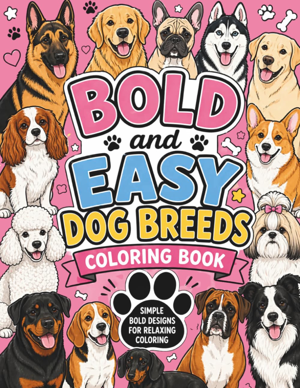 Bold And Easy Dog Breeds Coloring Book