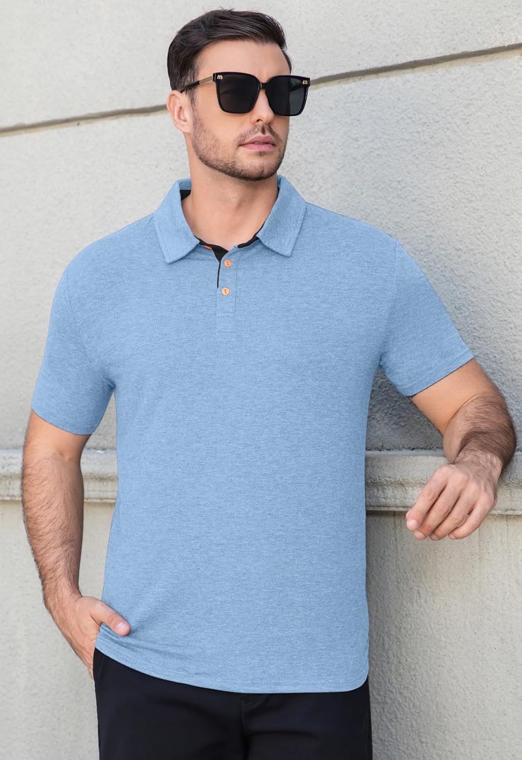 KUYIGO Men's Short Sleeve Polo Shirts Casual Tee Collared with Button Shirt - Image 5