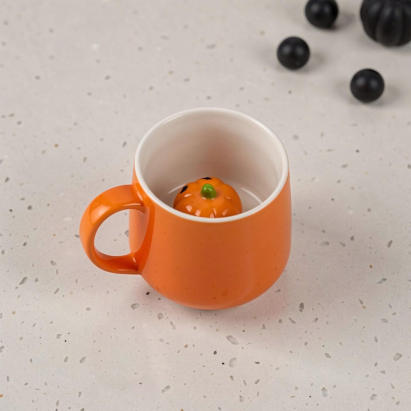 Zerodeko Taza de calabaza naranja de Halloween, pintada a mano, para café