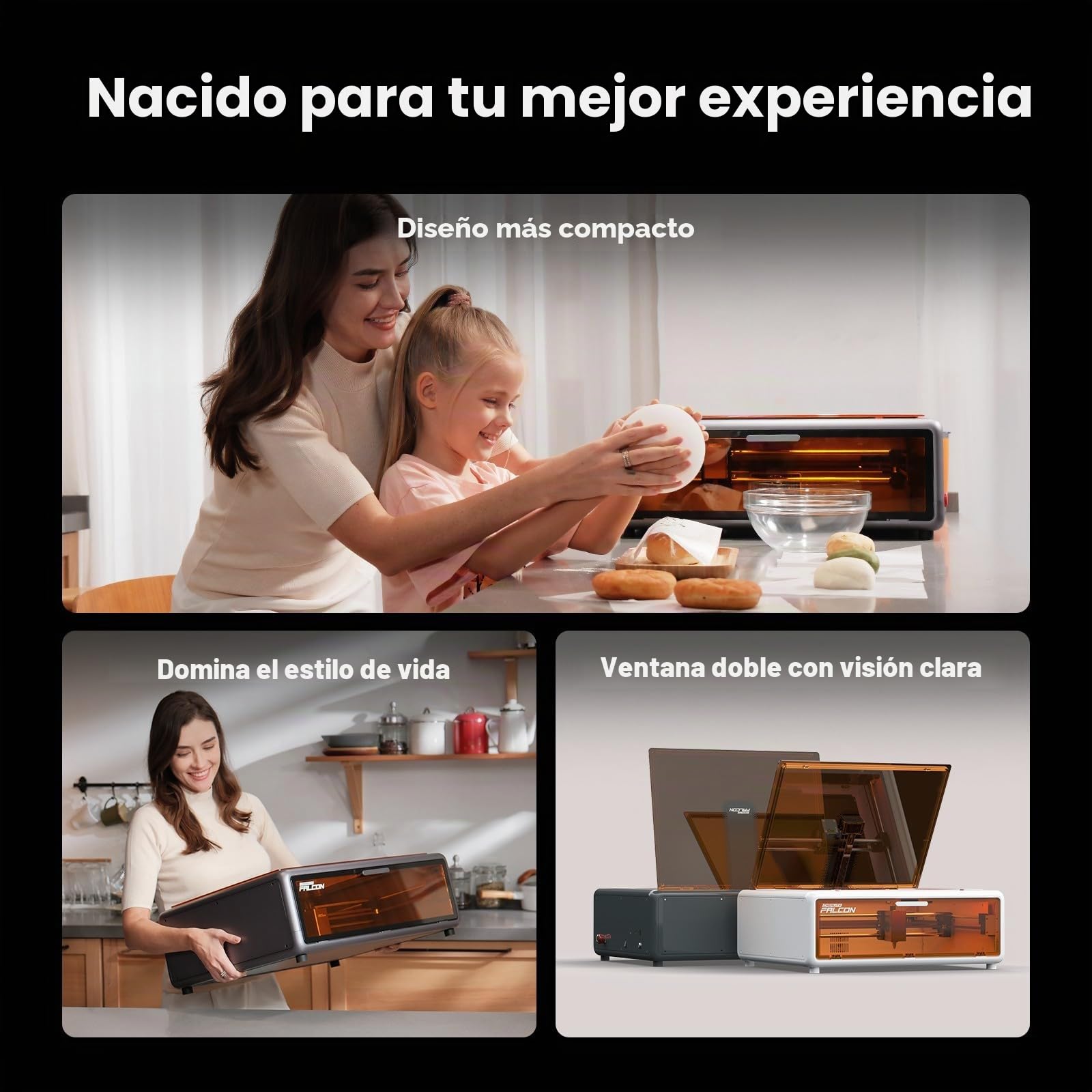 Creality Falcon A1 Grabador Láser 10W, Potencia de 80W, Totalmente Cerrado, 600 mm/s, Posicionamiento Automático con Cámara HD, Ideal para Madera y Metal - Carcasa Blanca
