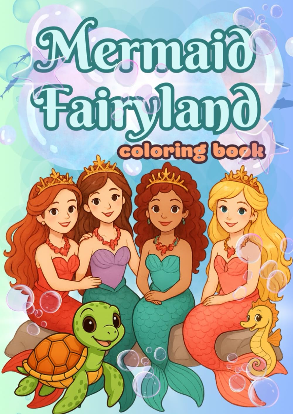 Mermaid Fairyland: Magical Coloring Book for Girls with Cute Mermaids, Underwater Castles & Fantasy Scenes