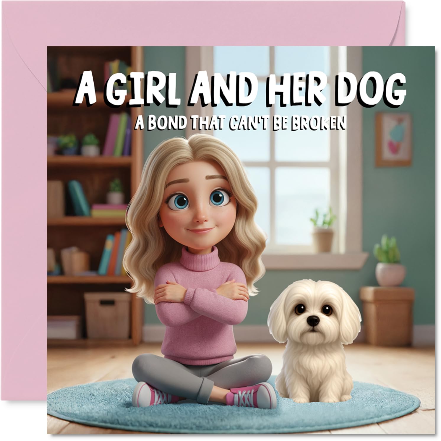Maltese Birthday Card for Women - A Girl and Her Dog - Happy Birthday Card for Women, 145mm Female Greeting Cards