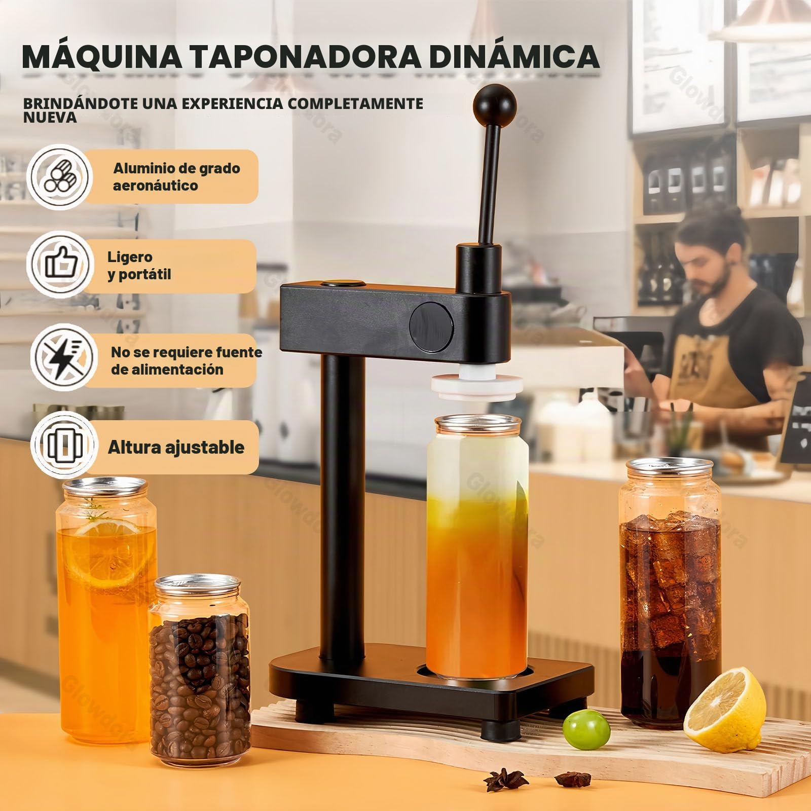 Selladora Manual De Latas, Altura Ajustable, Máquina De Envasado Manual, Máquina De Sellado De Latas para Vasos, Uso Doméstico Y Comercial (Selladora De Latas) Black