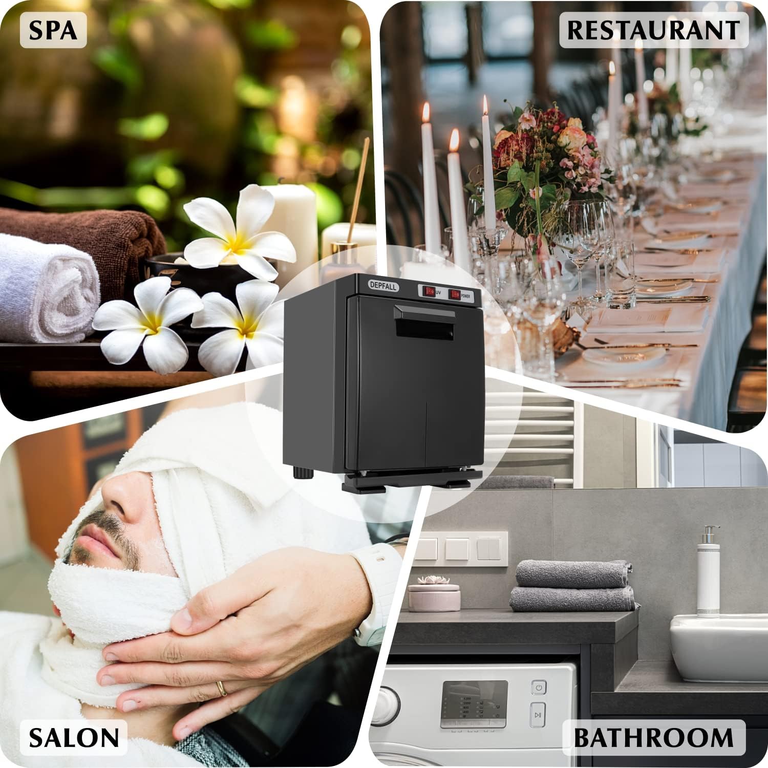 DEPFALL Mini Hot Towel Warmer, 5L Small Hot Towels Cabinet, 2-in-1 Spa Towel Warmers for Facials, Bathroom, Barber, Salon, Esthetician, Beauty, Upgrade Fast Heating Aluminum Interior, Black : Beauty & Personal Care