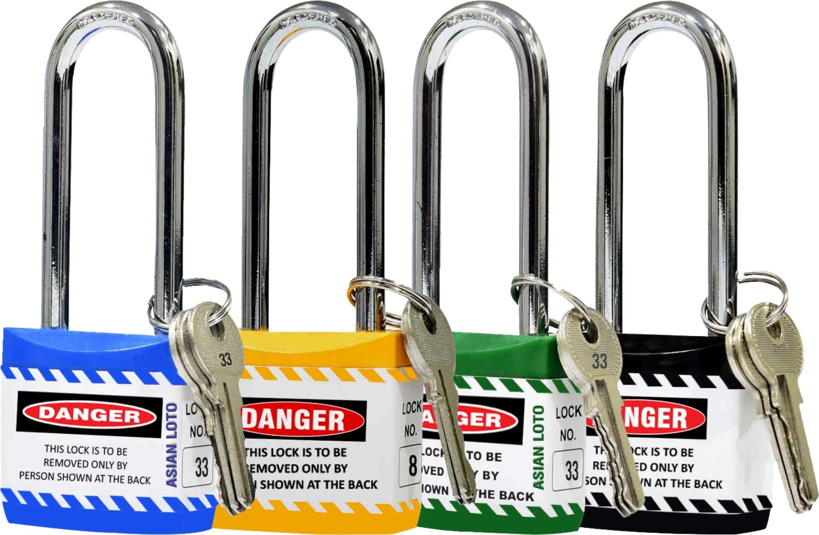 Asian Loto Lockout Padlock Long Shackle Jacket Padlock with 3 Keys (Set of 4) (B09T3NBG3W) Amazon Price History, Amazon Price Tracker