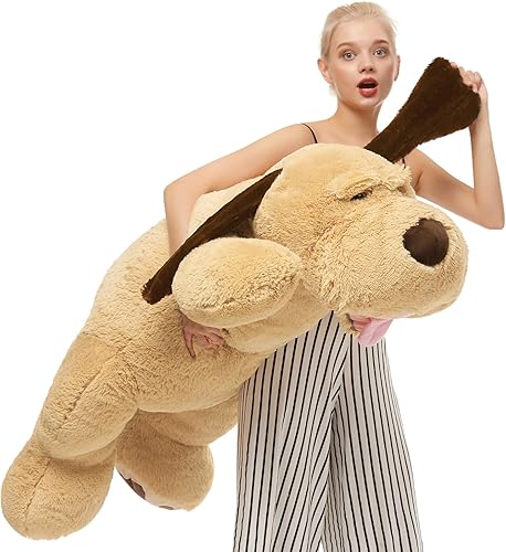 Miniatura 27 de MaoGoLan Peluche de perro gigante, perro de peluche grande de 31 pulgadas, almohada de peluche esponjosa y tierna, juguete de cumpleaños para niñas