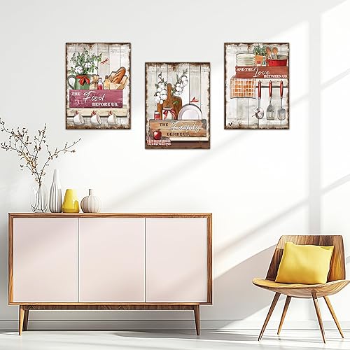 Miniatura 6 de Lienzo decorativo con citas rústicas de cocina, arte de pared, diseño de comida campestre, comida de granja, familia, letrero de amor, impresión de