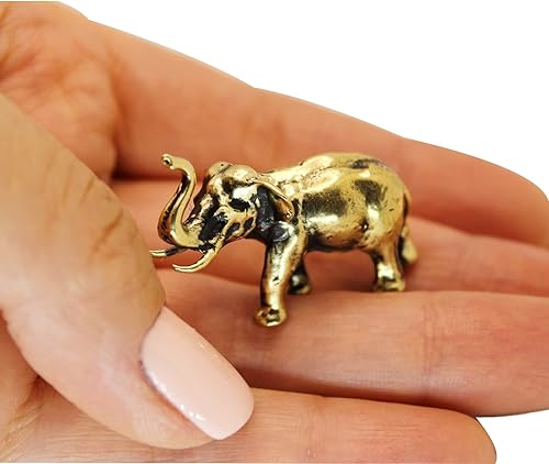 Miniatura 4 de Estatuilla de elefante de latón Feng Shui Lucky Miniature Art Hecho a mano