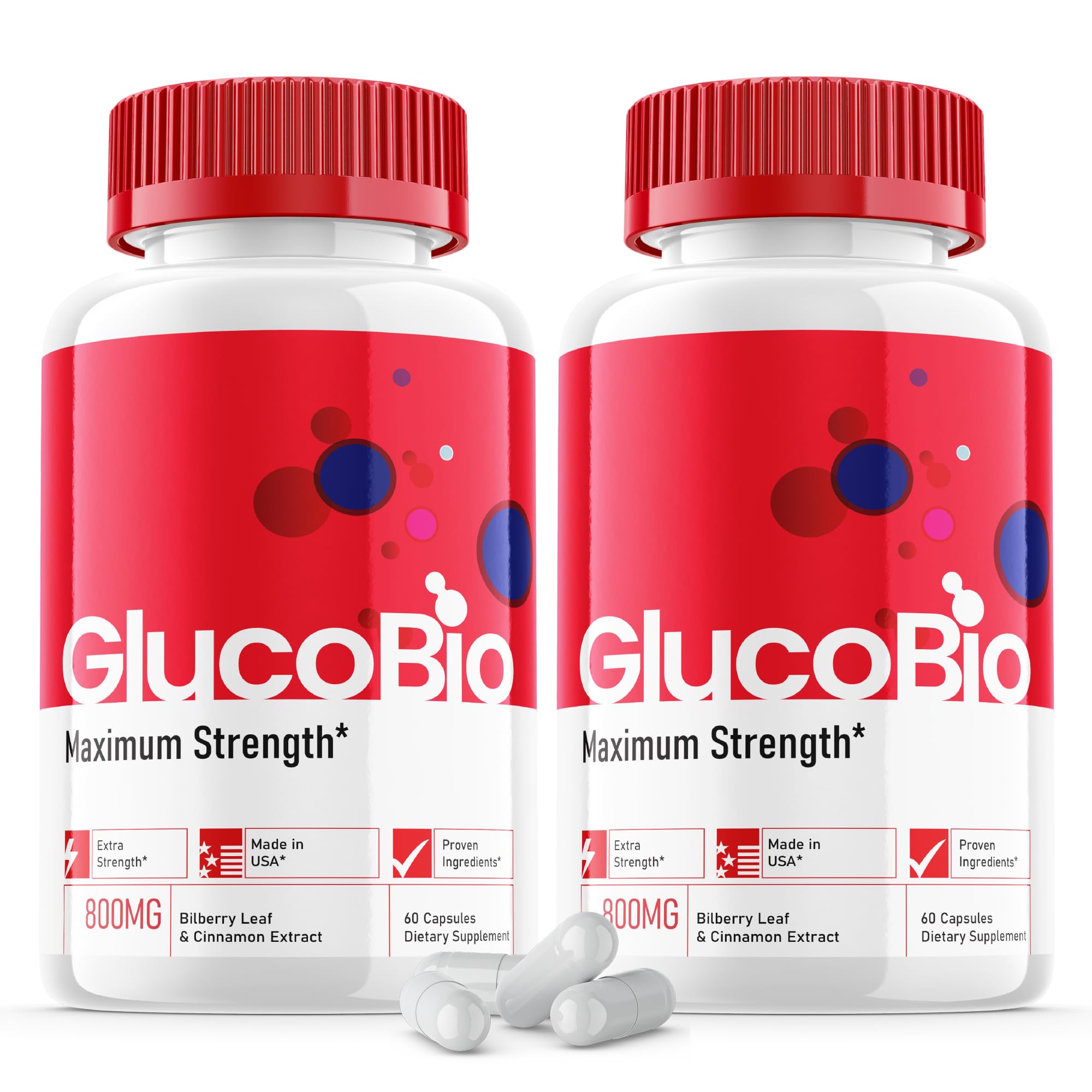 (2 Pack) Glucobio Capsules - Official Formula - Gluco Bio Support Supplement Vitamin, Glucobio Health Wellness Capsules Maximum Strength, Glucobio, Gluco Bio Pills Advanced Support (120 Capsules)