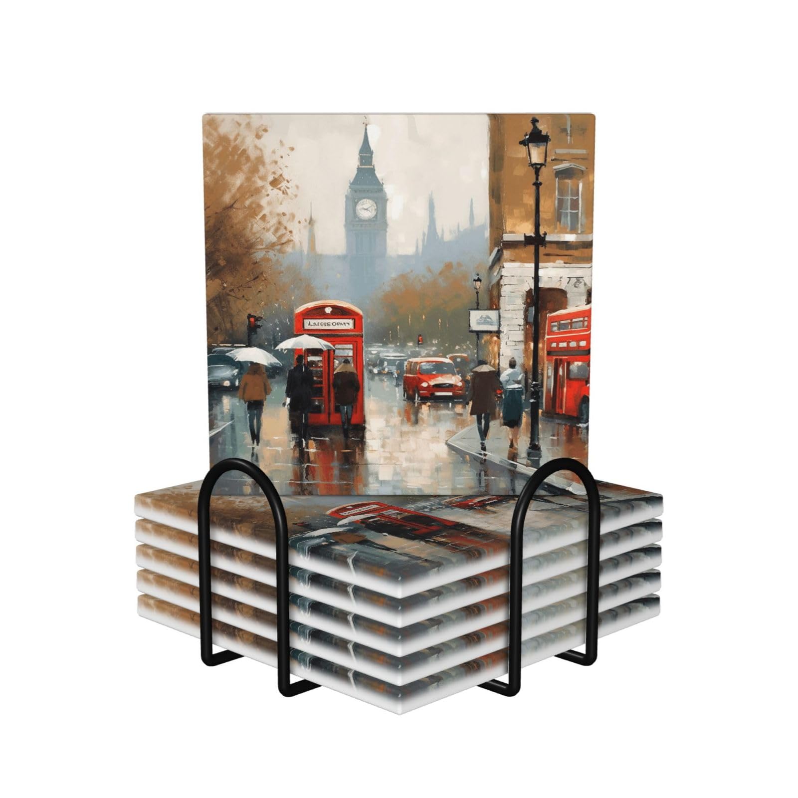 Dessous de verre absorbant en céramique lot de 6 avec support pour protéger votre table