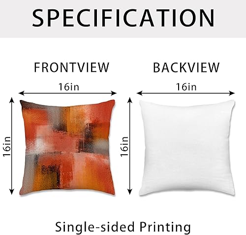 Miniatura 8 de Hexagram Juego de 4 fundas de almohada decorativas de color naranja quemado de 16 x 16 pulgadas, fundas de almohada de terciopelo suave para otoño,