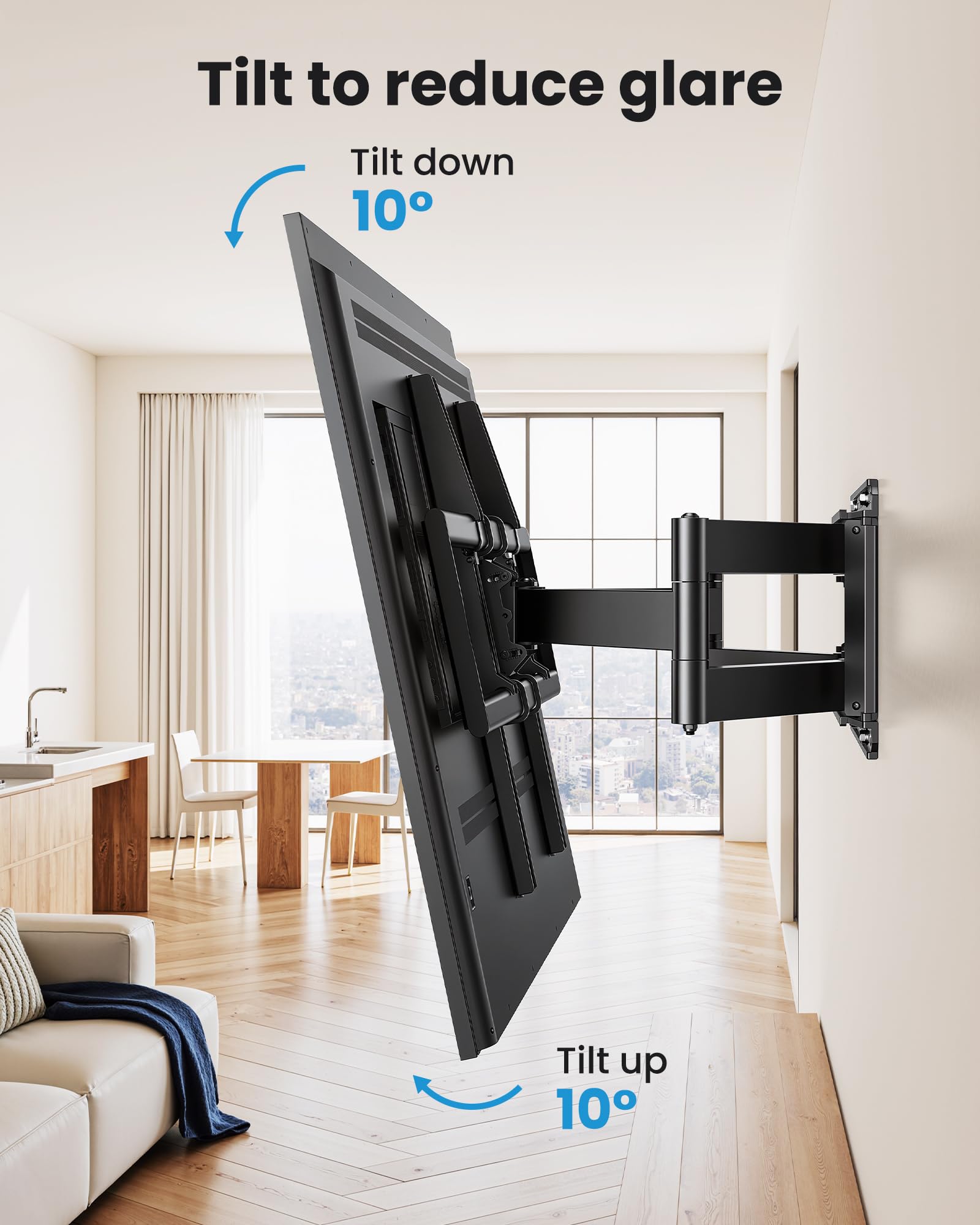 Soporte de pared resistente de movimiento completo para TV, máximo vesa 900 x 600, hasta 220 libras, pernos de 16/18/24/32 pulgadas, se adapta a la mayoría de televisores de 65+ 75+ 85 98 100 120 +