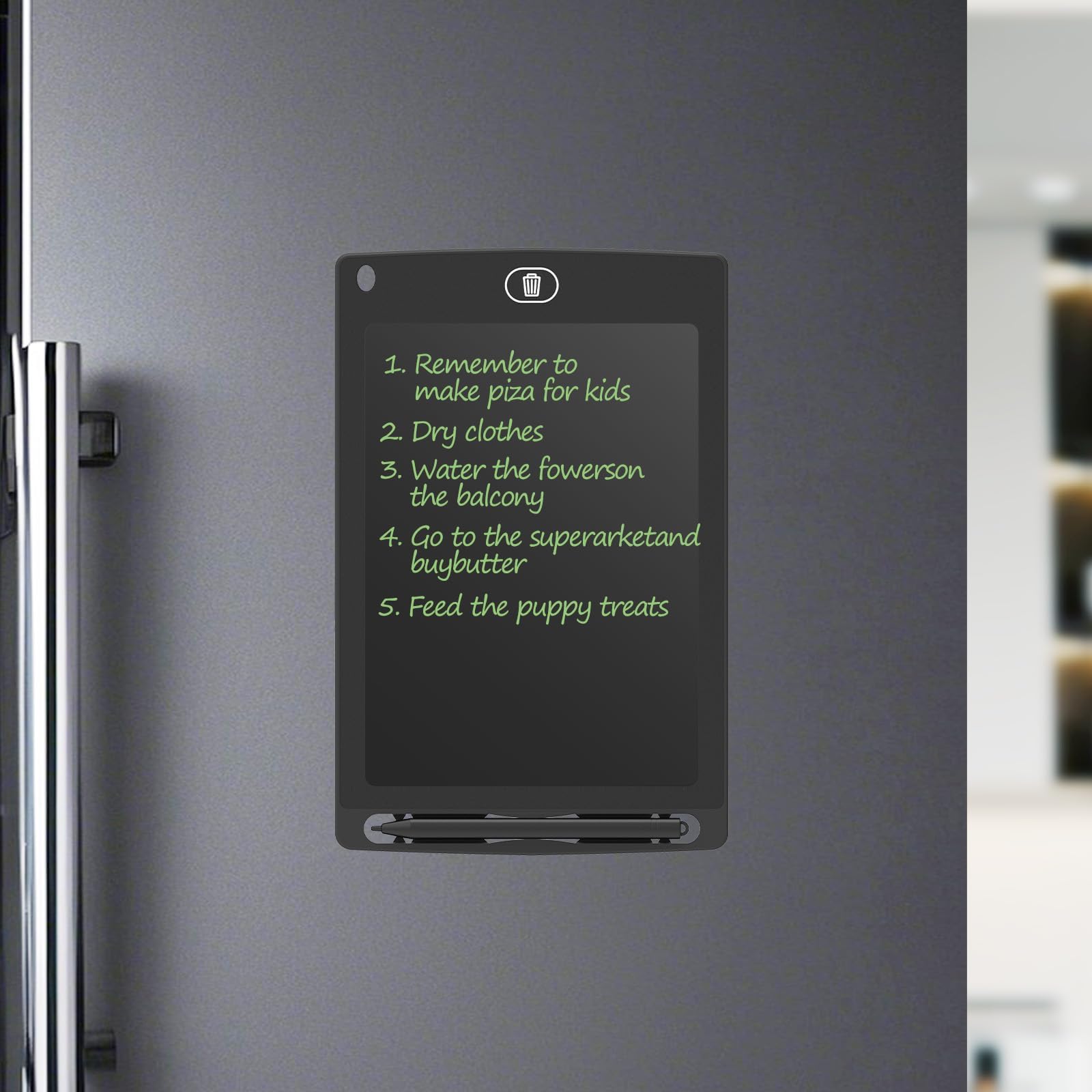 BUNNIJOY Magnetic LCD Writing Tablet for Fridge, 8.5 Inch Portable Electronic Notepad for Family, One Click Erase Message Board, Checklist, Daily Planner (Blank Board)