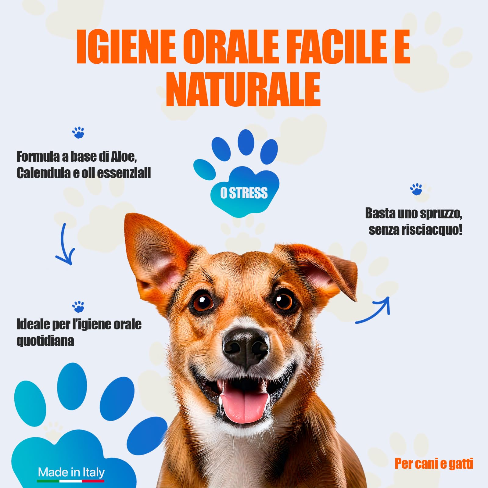 Dentifricio per Cani Spray 150 ml Made in Italy - STOP ALITOSI, Igiene Orale Profonda con Aloe Vera e Menta
