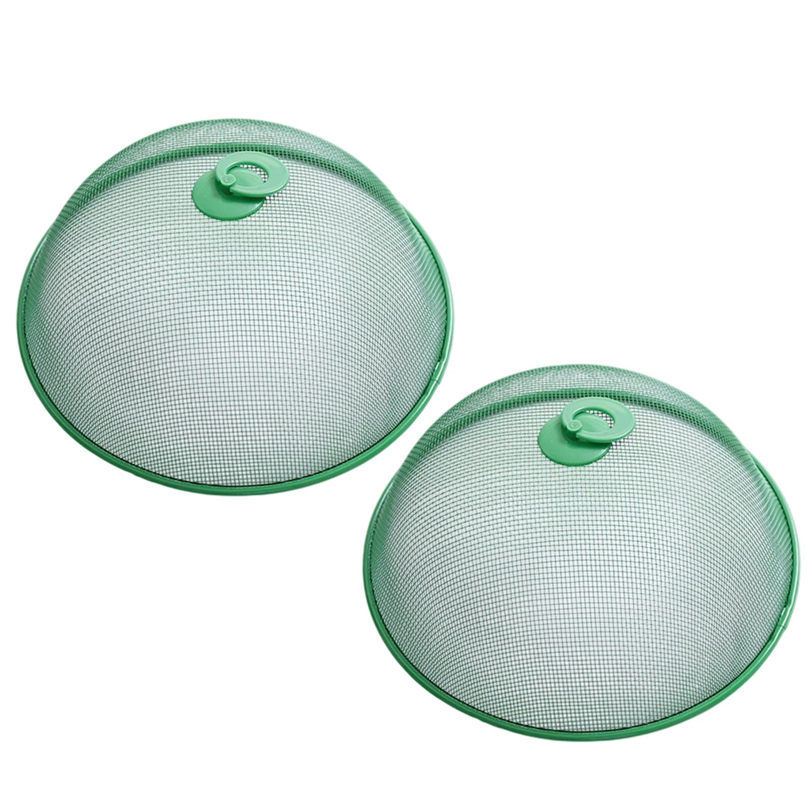 2 x Metal Mesh Food Covers, Reusable, Easy to Clean and Store, Durable Insect Protection for Kitchens, Camping, Picnics, Outdoor BBQ Parties, 28 cm (Green)