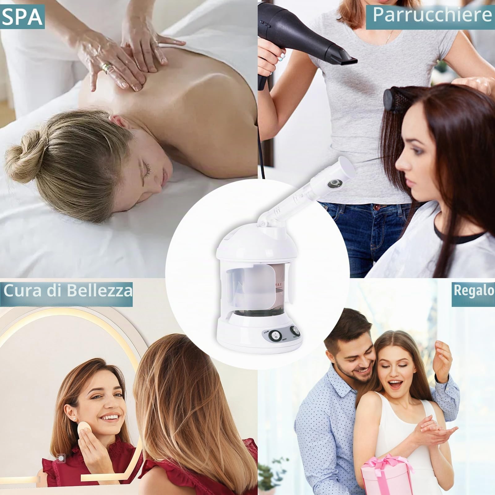 Sauna Facciale, Vaporizzatore Nano Ionico Spa Viso, Atomizzatore Vapore per Pulizia Punti Neri Pori