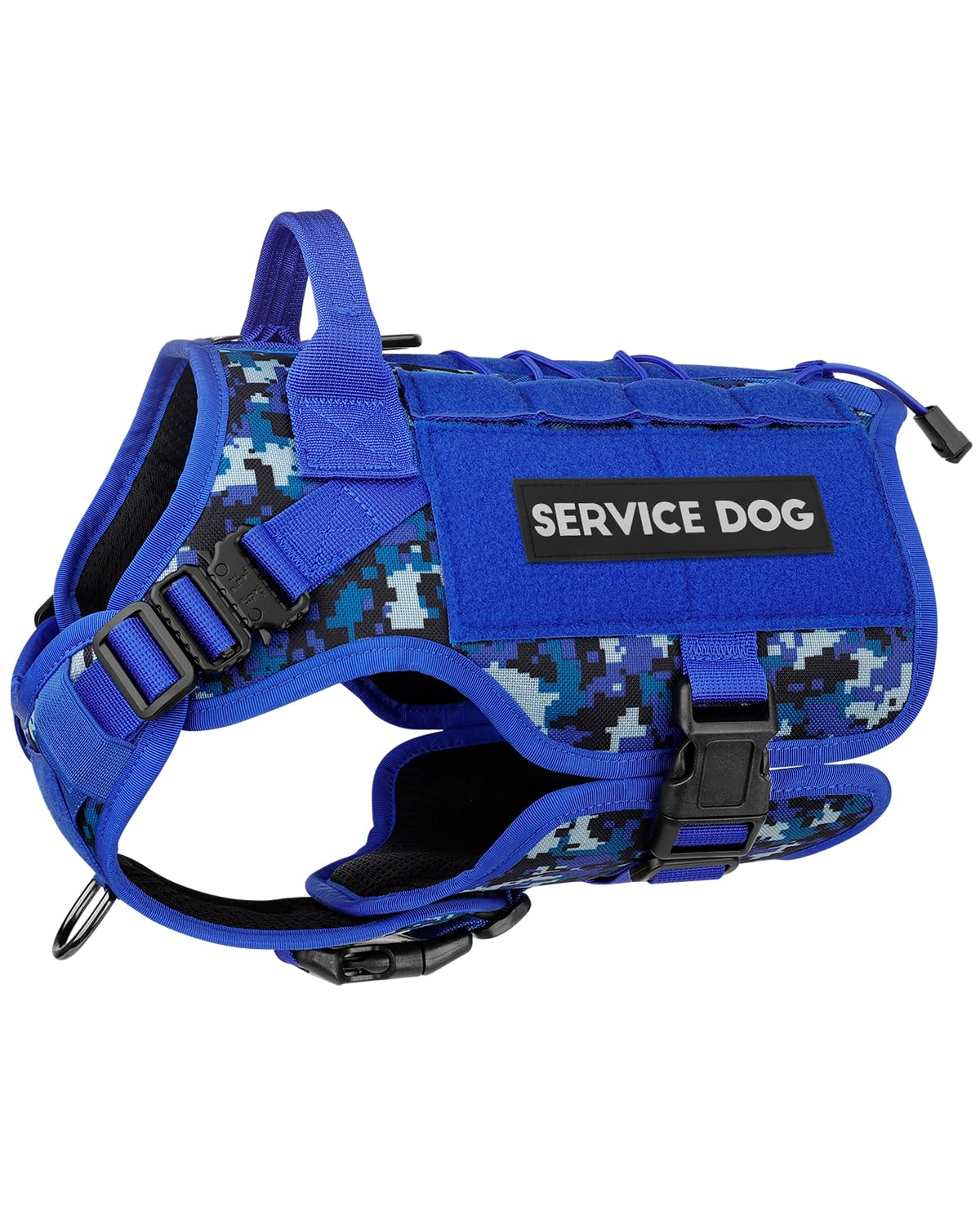 PETNANNY Tactical Service Dog Vest - No-Pull Emotional Support Harness with Hook & Loop Patches & Molle System for Training & Hunting (Navy Blue Camo,