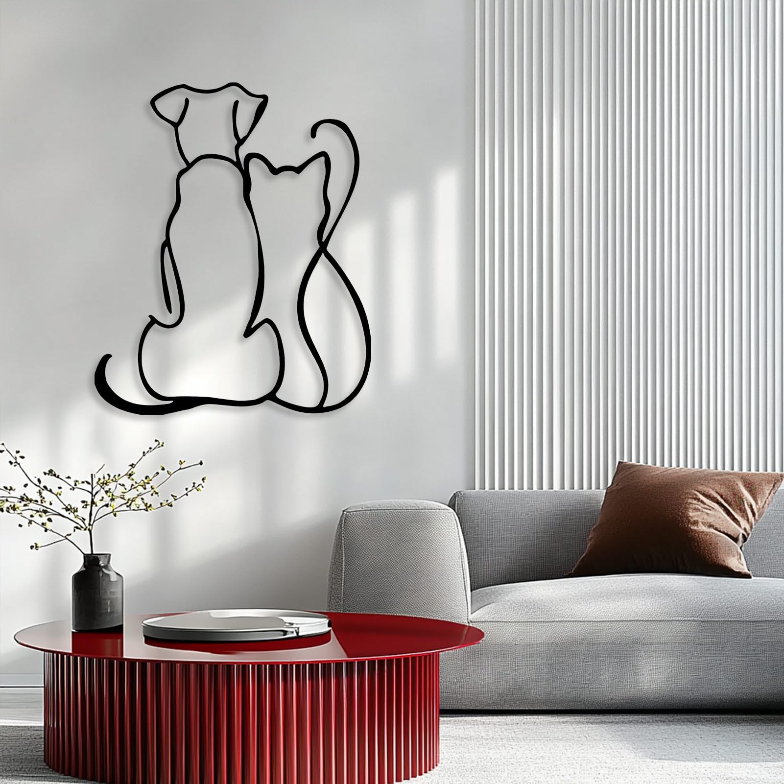 Arte De Pared De Decoración De Gatos Con Láser De Metal | Vector Premium