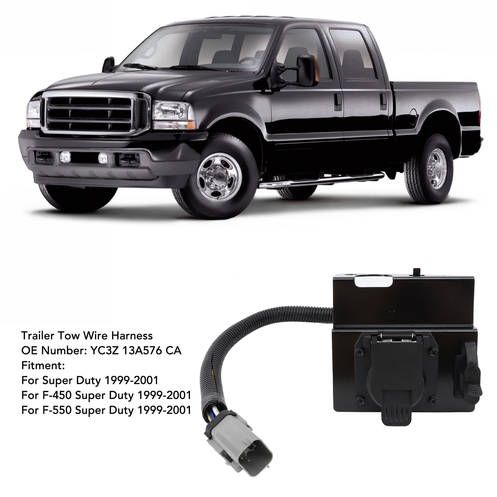 Aramox Arnés de Cables para Remolque de Remolque, Material ABS Duradero, Conexión de de 4 y 7 Pines para F-450 Super Duty y F-550 Super Duty