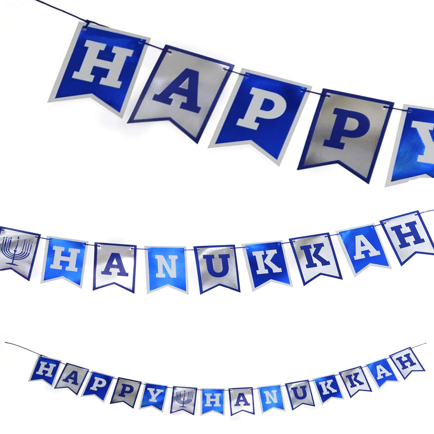 The Dreidel CompanyHappy Hanukkah Banner Chanukah Decorations, Flag Hanukkah Banner - 5 Feet in Length