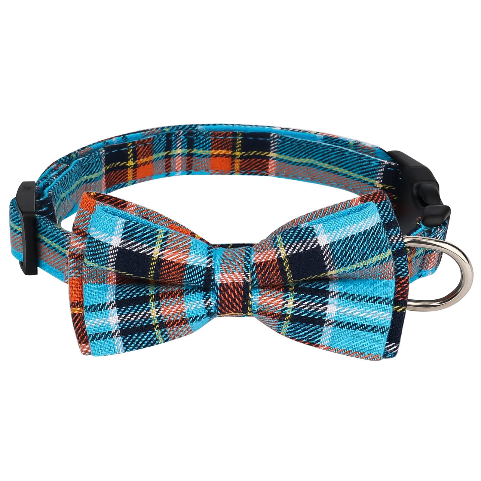 1 x 52 x 1.8 cm Blue Checked Pet Collars, Classic Blue Bow Tie Collar for Dogs, Cats and Other Pets (Small)