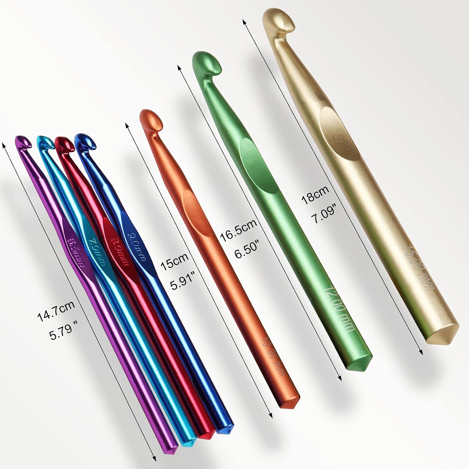 Coopay 7pcs Huge Crochet Hook Set, Large Size Metal Crochet Hooks 15mm 12mm 10mm 9.0mm 8.0mm 7.0mm 6.5mm & Large Crochet Hooks 15mm 20mm 25mm 30mm Wooden Crochet Hook Set for Chunky Yarn