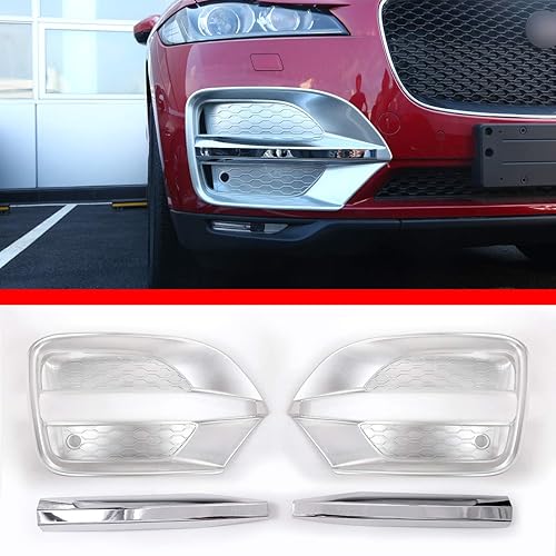 YIWANG ABS cromo delantero niebla luz cubierta cubierta Trim 4 unids para Jaguar F-Pace X761 (plata mate)