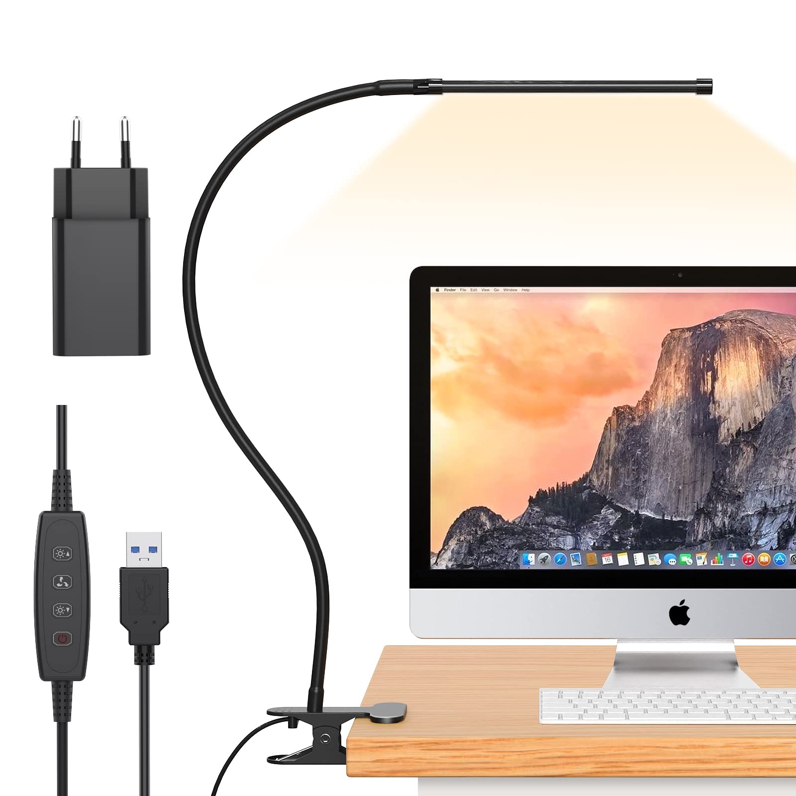 iZELL Luz Lectura con Clip 77 LED [3 Modos de Color y 10 Niveles de Brillo] Lámpara Led Escritorio para la Mesa Trabajo Estudio Leer, Flexos de Pinza con Cuello de Cisne Regulable de 70cm