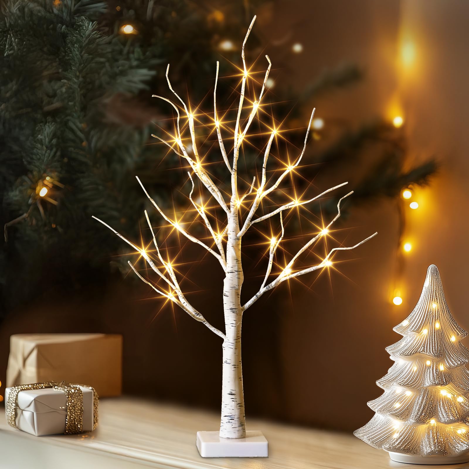 Snapklik.com : Vanthylit Lighted Birch Tree Battery Powered Tabletop